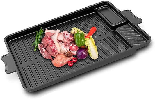 SleekPan Smokeless Grill Pan – Premium Aluminum, Non-Stick,Portable Grill Compact Design with Tilt Mechanism for Oil Drainage – Ideal for Indoor and Outdoor Grilling – Stylish Black Finish