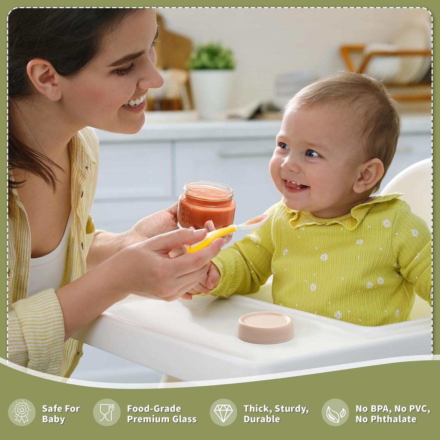 NETANY 6 Pack 4 oz Glass Baby jars with Airtight Lids, Glass Baby Food Storage Containers,Overnight Oats Containers with Lids | Microwave, Dishwasher & Freezer Safe | Includes 10 Labels