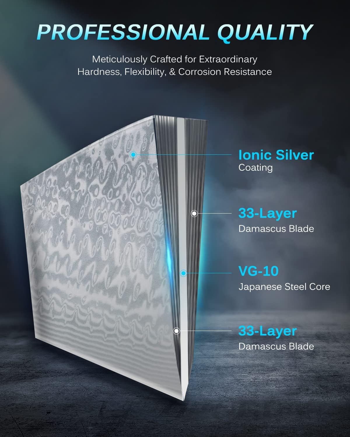 KYOKU Gin Series Nakiri Knife, 7" Vegetable Knife, Japanese VG10 Damascus Stainless Steel Kitchen Knife with Silver Ion Blade G10 Handle & Mosaic Pin, Professional Chef Knife for Veg Fruit Meat