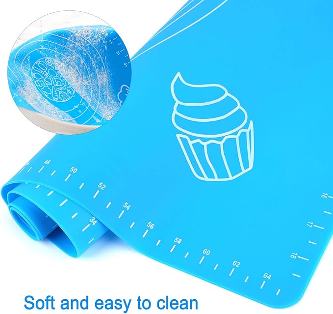 27.6x19.7in Silicone Baking Mat Sheet Pastry Mat with Measurement, Non-Slip Pastry Rolling Mat, Non-Stick Dough Kneading Board Mat, Bread Fondant Mat, Cooking Bakeware Mat Table Placemat(Scraper)