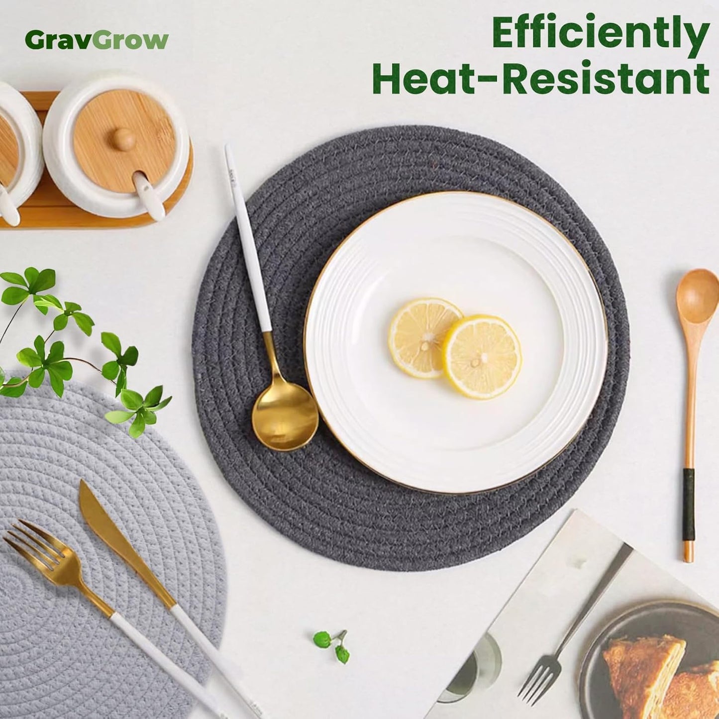 13 Inch Trivets for Hot Dishes, Large Trivets for Hot Pots and Pans, Thicken Heat Resistant Round Place Mats Woven Table Mats, Boho Placemats for Kitchen Dining Table, 4 Pcs