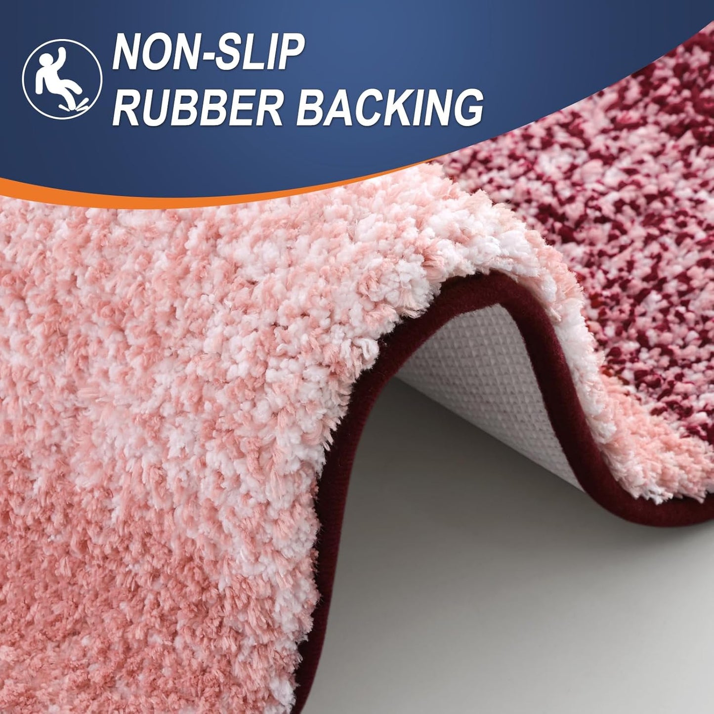 OLANLY Bathroom Rug Set 2 Piece, Soft Absorbent Microfiber Bath Mats and U-Shaped Contour Toilet Rug, Non-Slip, Machine Wash Dry, Plush Shaggy Bath Mats for Bathroom (24"x16"+24"x20", Red)