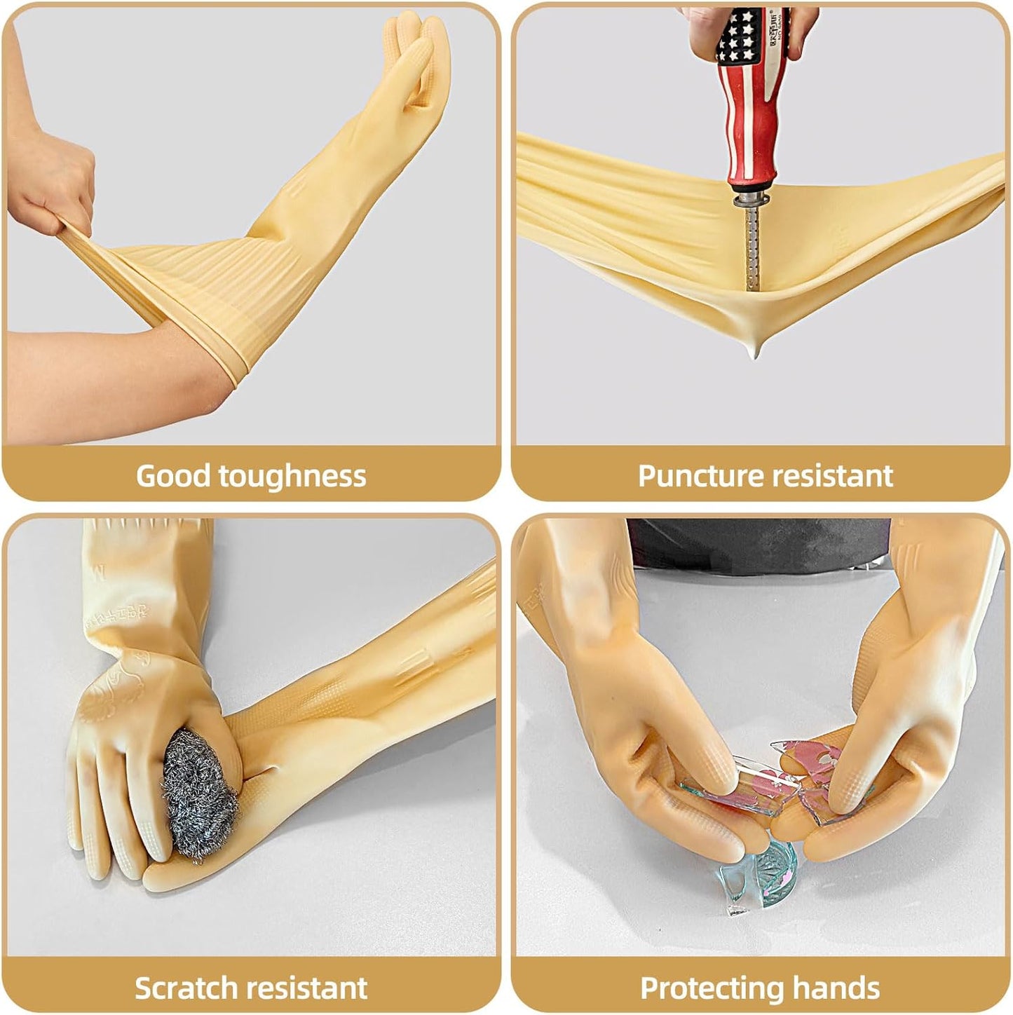 Coson home Long Rubber Dishwashing Cleaning Gloves, Elbow Length for Dishes Household Kitchenware Washing 17.8 Inches