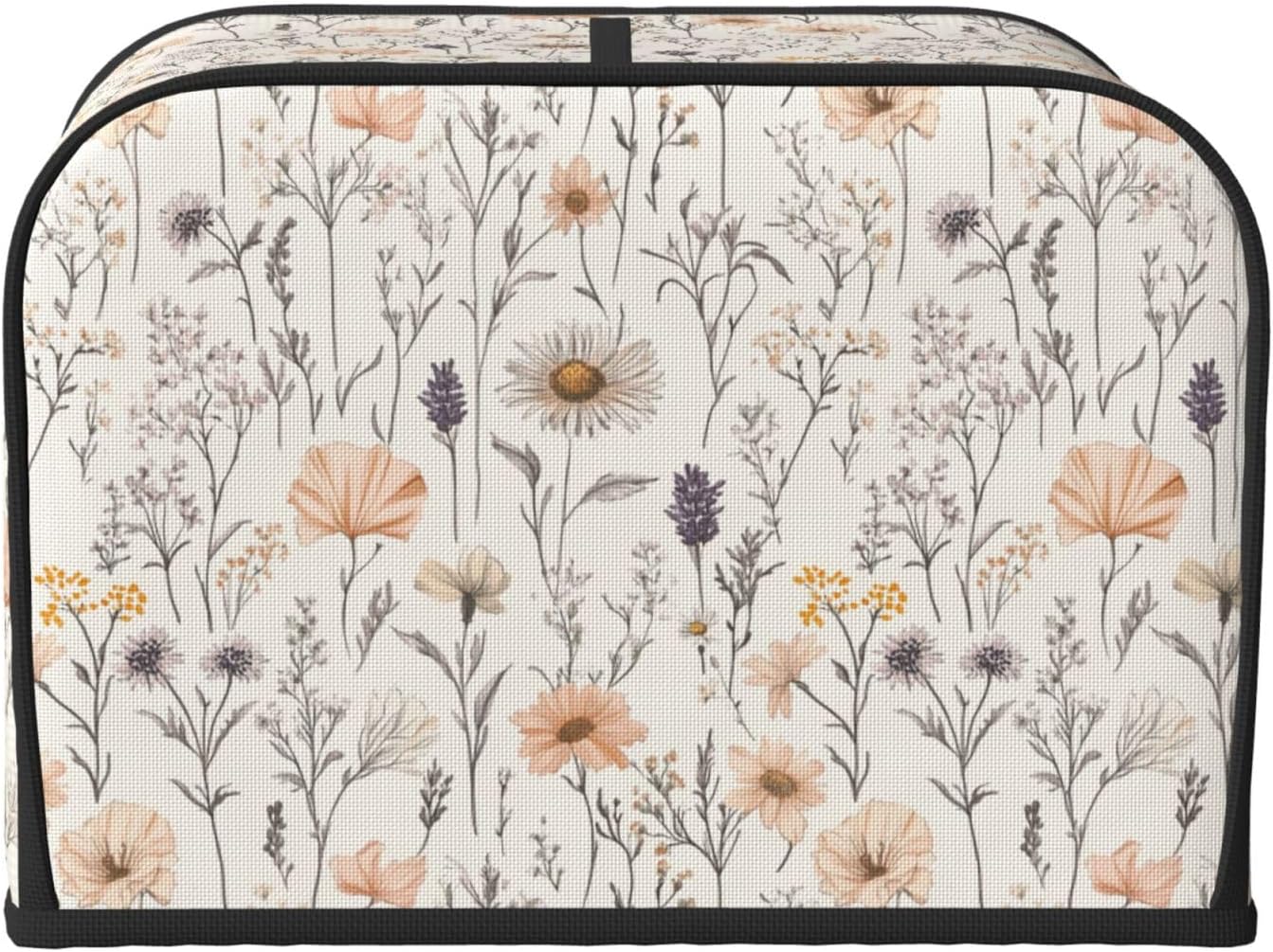 Toaster Cover 4 Slice Vintage Botanical Flower Leaf Kitchen Small Appliance Covers with Pockets Dust and Fingerprint Protection