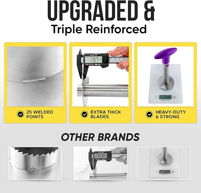 Zulay Kitchen Stainless Steel Pineapple Corer & Slicer + Eye Removal Tool – Heavy Duty Pineapple Cutter with Reinforced Blade – Effortless Pineapple Core Remover & Slicer - Purple