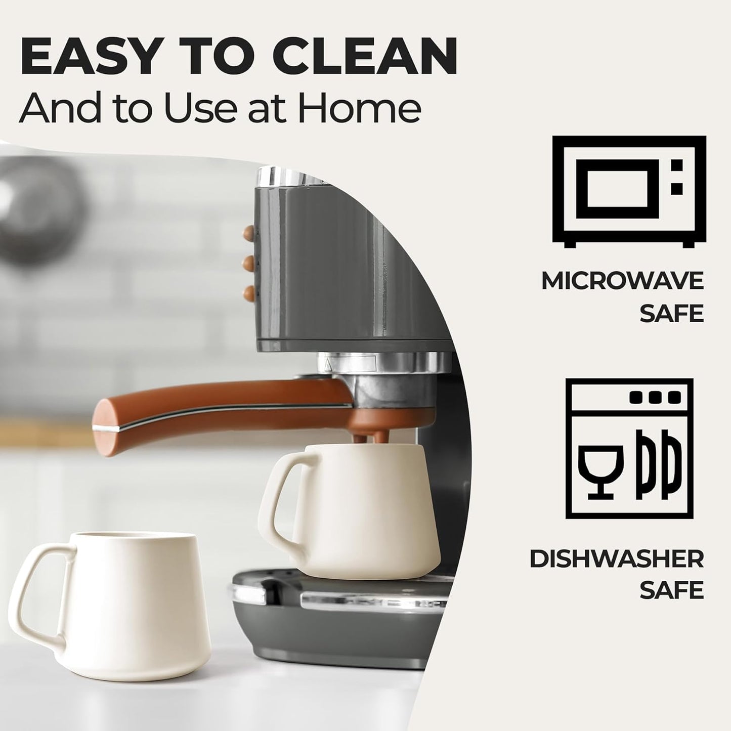 MIAMIO - Coffee Mugs Set of 4 / Large Ceramic Coffee Cups (14 oz) - Mug for Cappuccino, Tea, Espresso - Microwave and Dishwasher Safe - Luxe Collection (White Series)