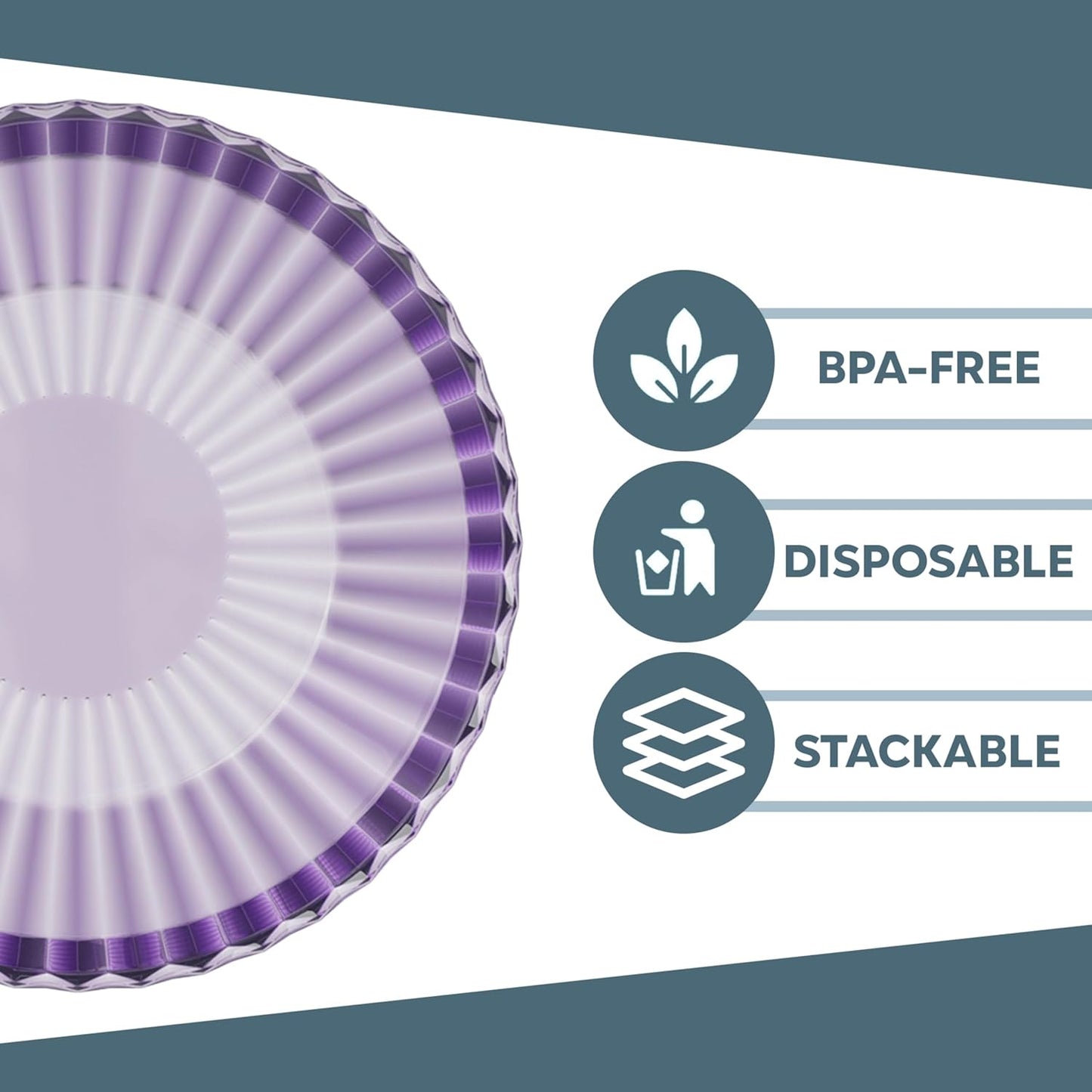 Exquisite Purple Plastic Bowls Disposable - 16 Oz - 20 Count - Disposable Soup Bowls - Great for Weddings Parties And Formal Occasions