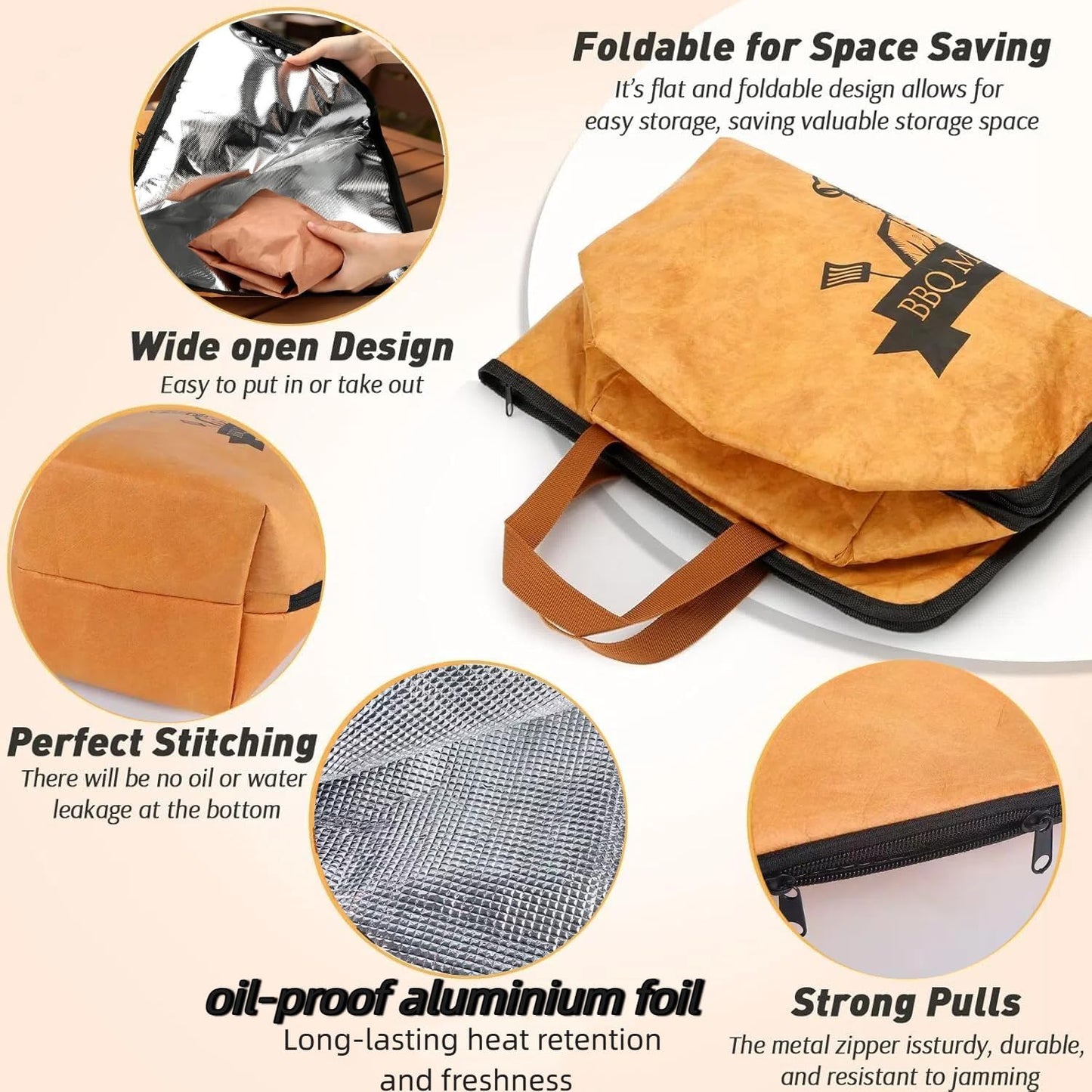 BBQ Blanket for Resting Meat,Insulated Smoker Meat Resting Blanket,Reusable Smoker Grilling Meat Insulated Resting Bag with Wide Mouth,BBQ Accessories for Large Brisket/Beef/Pork Shoulders