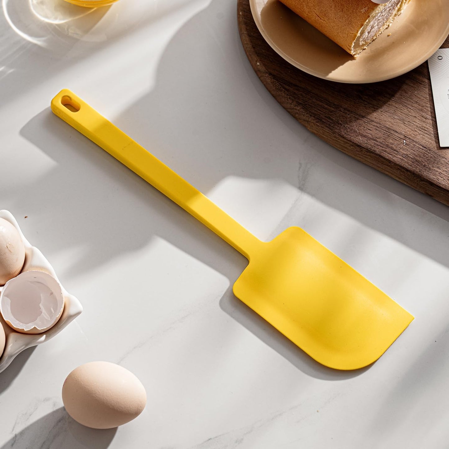 2 Pcs Silicone Scraper Set, Food Grade Rubber Scraper, Upgraded Sturdy Handle Set, Heat Resistant up to 600°F, Suitable for Baking, Scraping, & Mixing, Dishwasher Safe (Yellow)