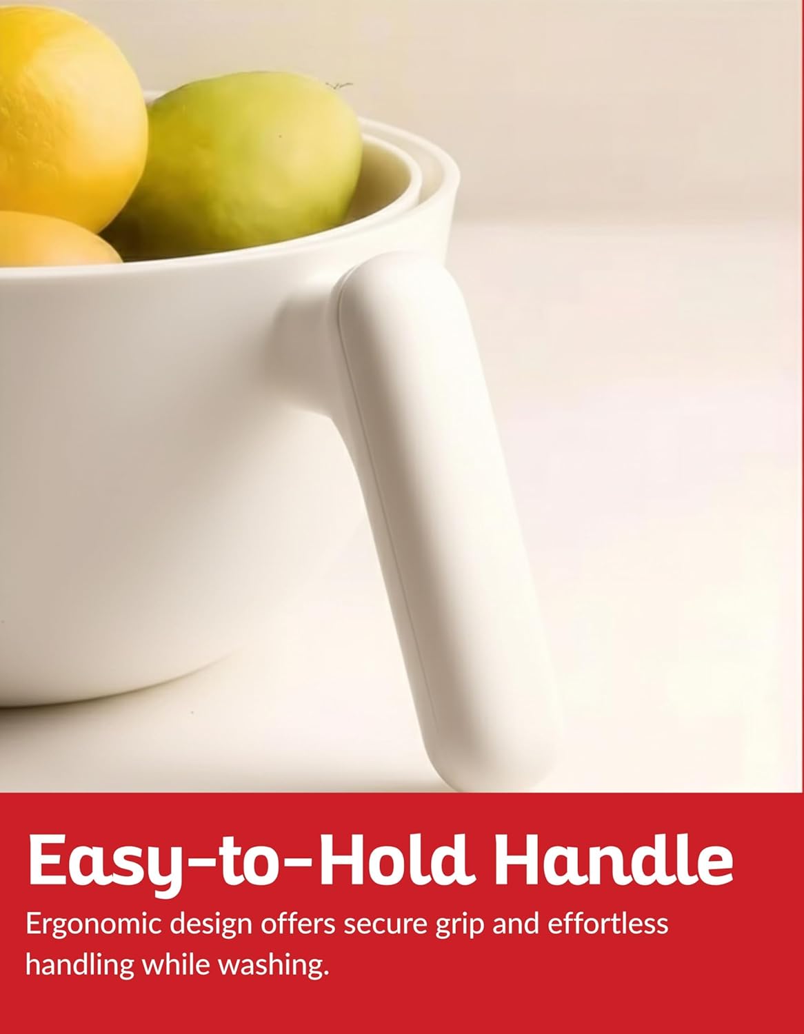 Multi Functional Draining Basket – Double Layer Colander & Bowl Set for Pasta, Fruits, Vegetables & Rice – Durable BPA-Free, Dishwasher Safe (Milky White)