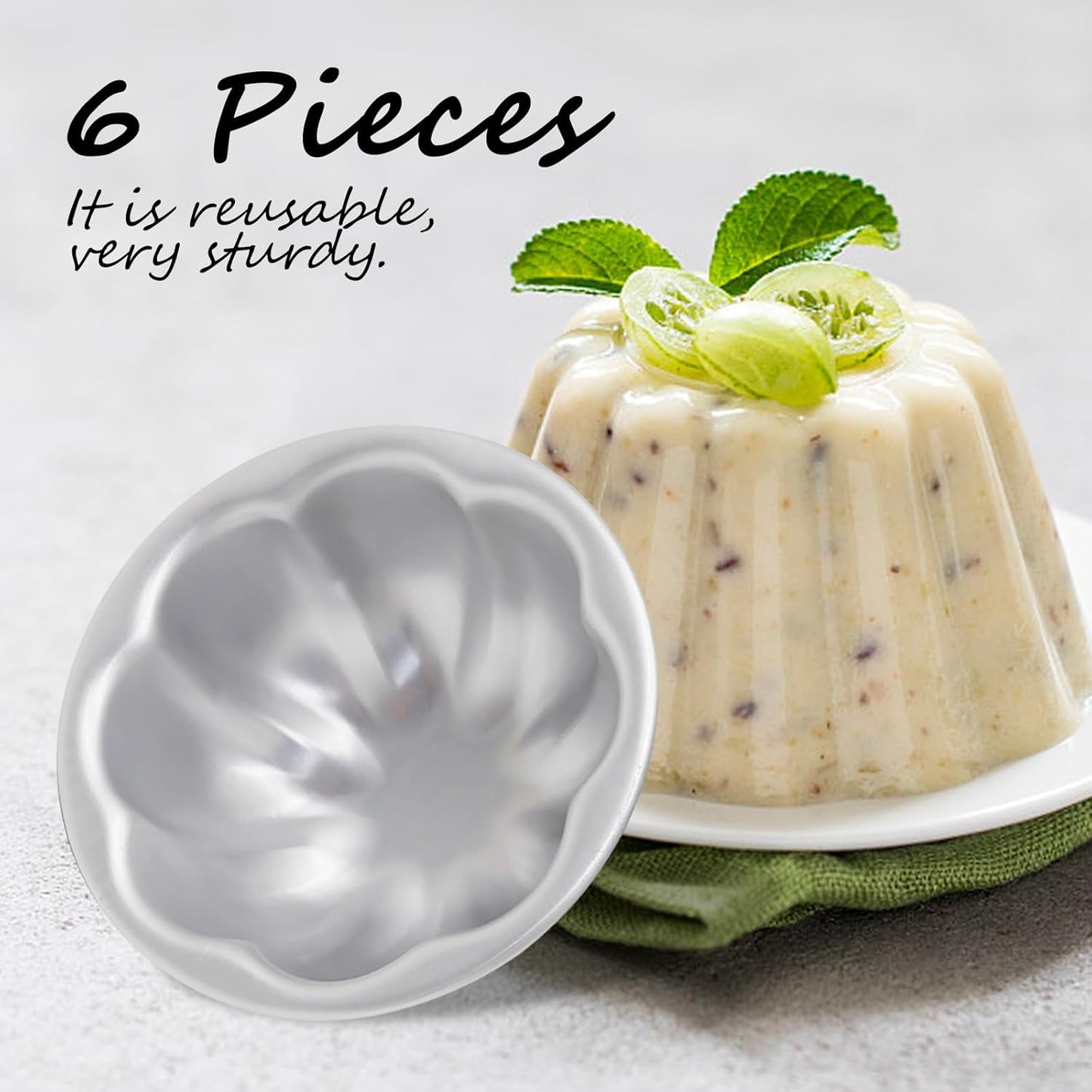 6 Pcs Egg Tart Molds Aluminum Alloy Cake Tartlets Baking Tool Flower Shape Non-stick Egg Tart Molds 3.5 X1.6inch Muffin Cupcake Pudding Baking Cup Maker