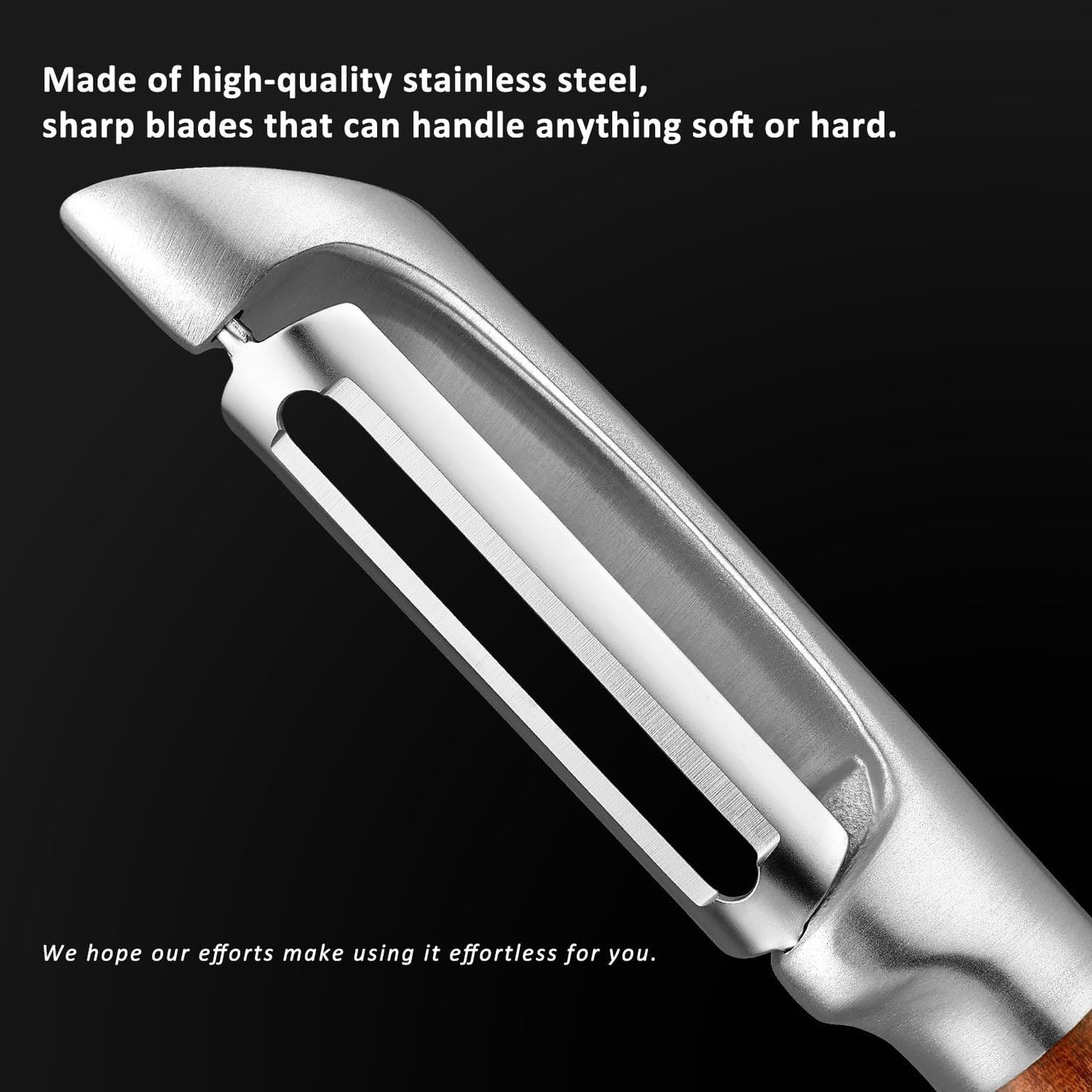 Premium I Type 304 Stainless Steel Multifunctional Kitchen Peeler Real Wood Handle Ultra Sharp Blade Vegetable Potato Apple(Aosuan)