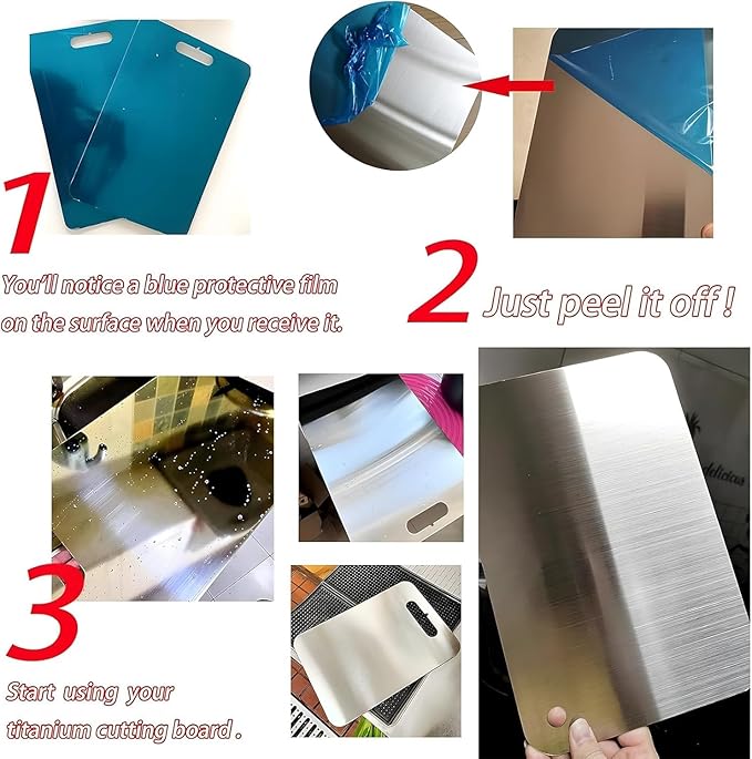 Premium Pure Titanium Cutting Board for Kitchen New Upgrade Double Sided Dust-free Cutting Board,Hygiene Durable Dishwasher Chopping Board for Meat, Vegetables & Fruits (S - 1Pack)