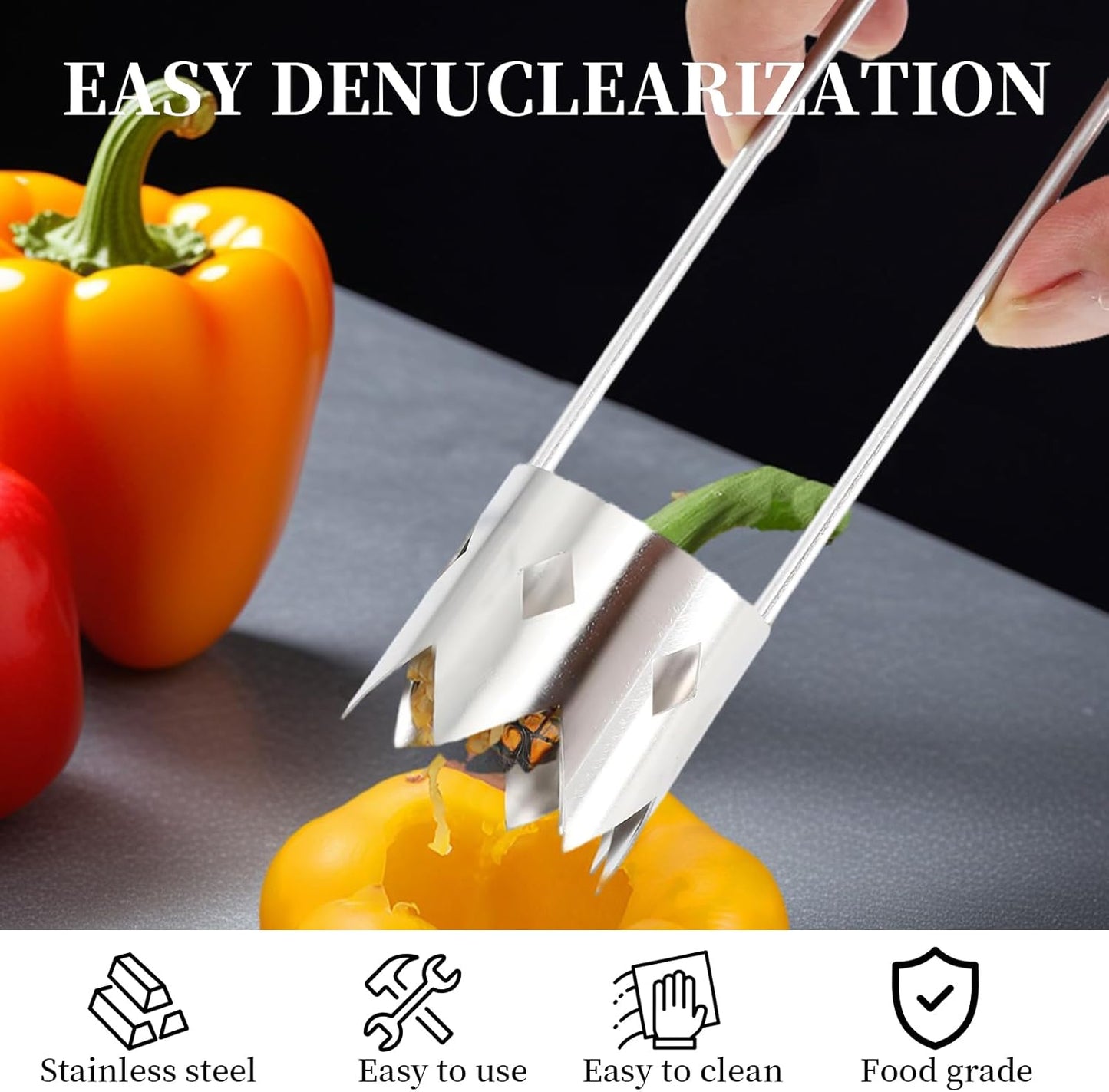 3 PCS Bell Pepper Corer, Multifunctional Fruit and Vegetable Core Remover, Stainless Steel Apple Corer Remover, Reusable Kitchen Gadget, Easy to Clean