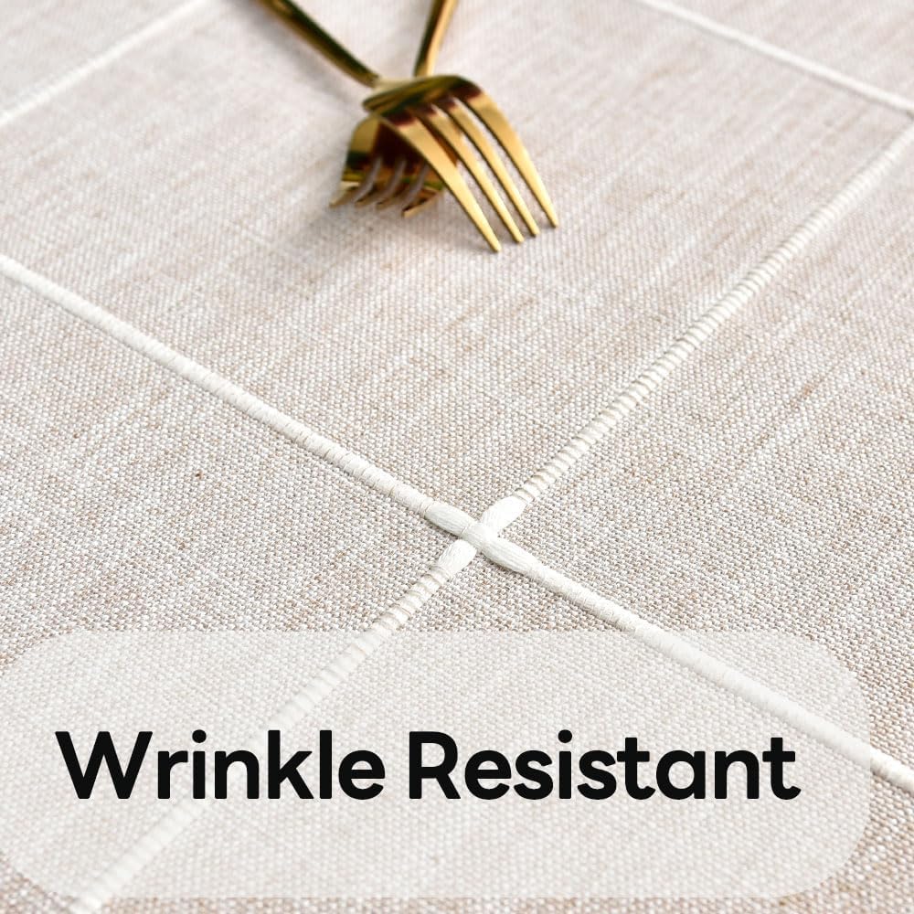 Heavy Duty Cotton Linen Table Cloth for Rectangle Table Rectangular Farmhouse Vintage Tablecloth Washable Rustic Table Cover (Linen, 52''x86'')