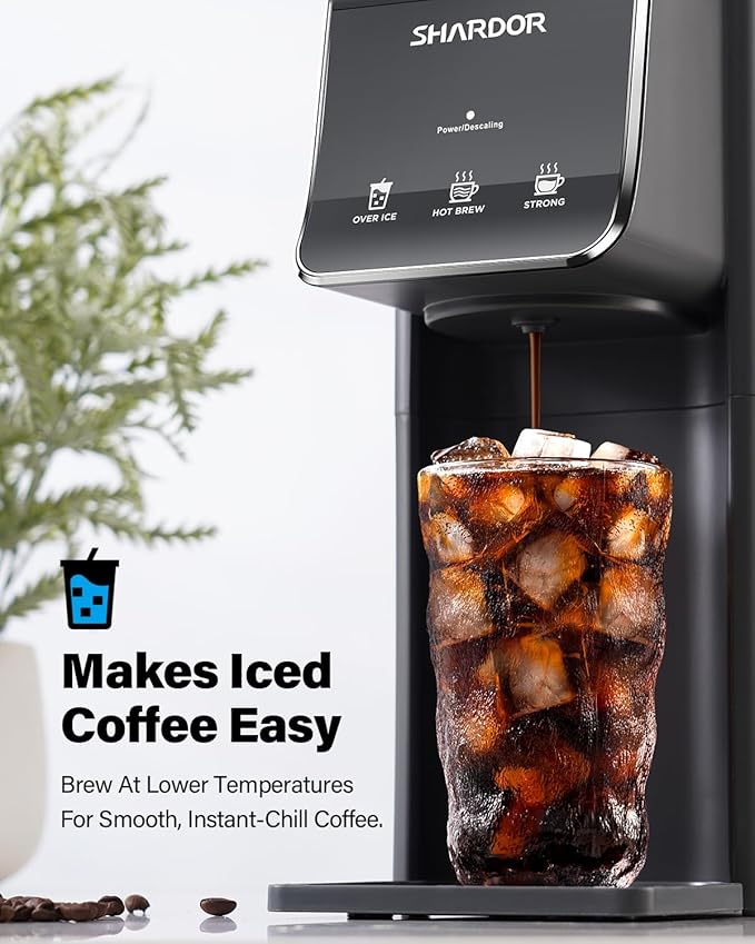 SHARDOR Hot & Iced Coffee Maker, K Cup Coffee Maker Compatible with Ground Coffee, Single Serve Coffee Machine with Bold Setting, Reusable Filter, Travel Mug Friendly, Compact Design, Grey