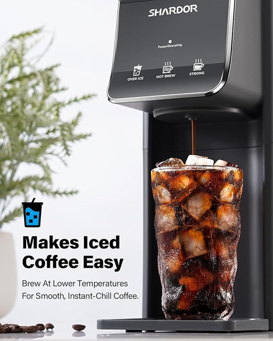 SHARDOR Hot & Iced Coffee Maker, K Cup Coffee Maker Compatible with Ground Coffee, Single Serve Coffee Machine with Bold Setting, Reusable Filter, Travel Mug Friendly, Compact Design, Grey