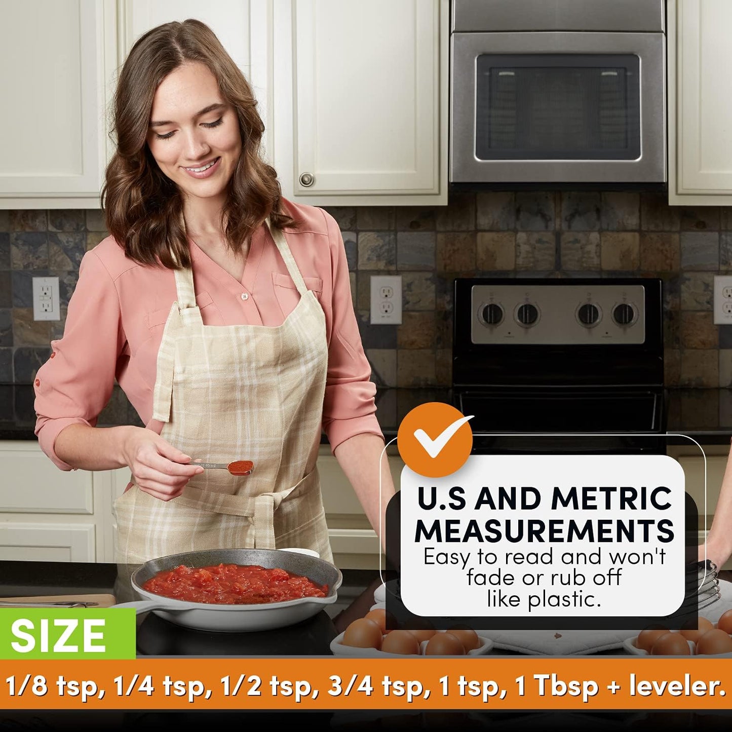 Spring Chef Stainless Steel Measuring Spoons Set of 7 with Leveler, Rectangular Metal Teaspoon & Tablespoon Measuring Spoons for Dry & Liquid Ingredients - Nesting Kitchen Gadgets For Baking & Cooking