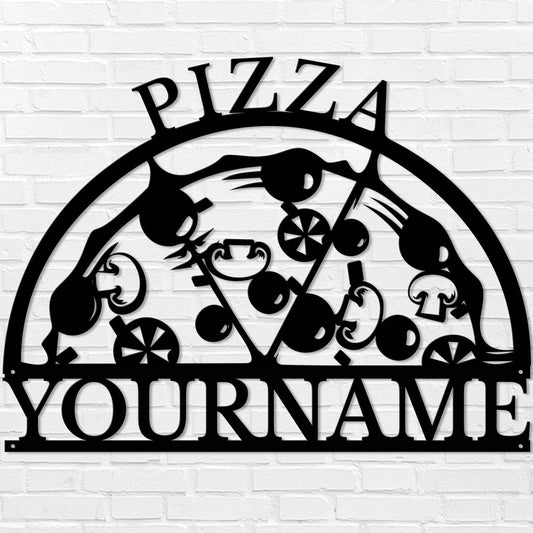 magilab Personalized Pizza Metal Sign, Custom Kitchen Wall Decor for Home & Outdoor, Food Lover Gift (Style F)