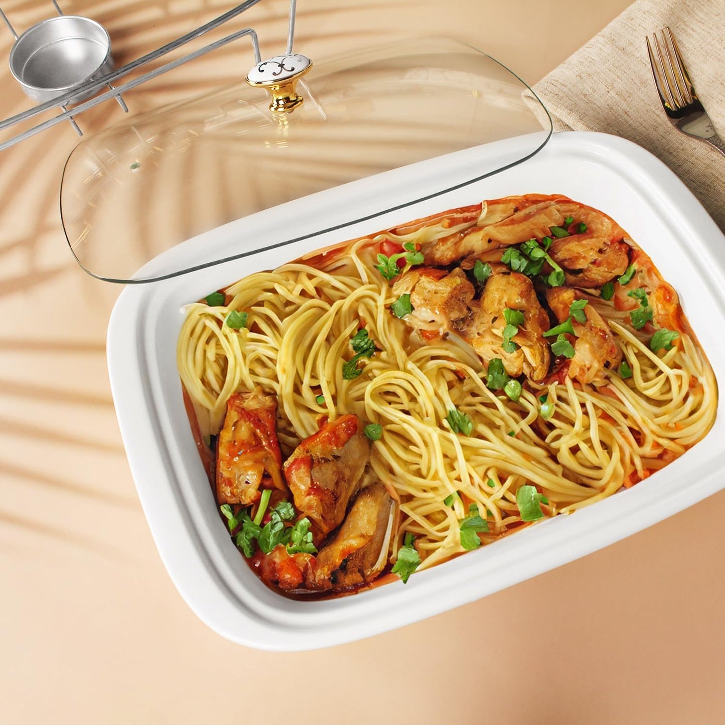 12" x 8" Ceramic Casserole Baking Dish With Glass cover and rack, Lasagna Pan Deep for Oven, 2.2 Quarts Baking Pan with Handles, Oven Safe&Durable Bakeware for Home Decor