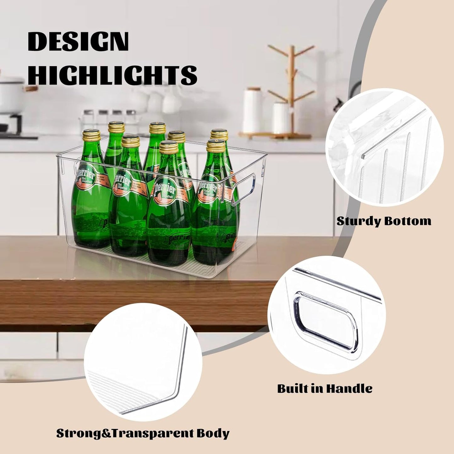 Clear Plastic Storage Bins-6 Pack Large Pantry Organizers and Storage Containers for Kitchen, Bathroom, Under-Sink, Office, Closet, Garage, Freezer and Snack