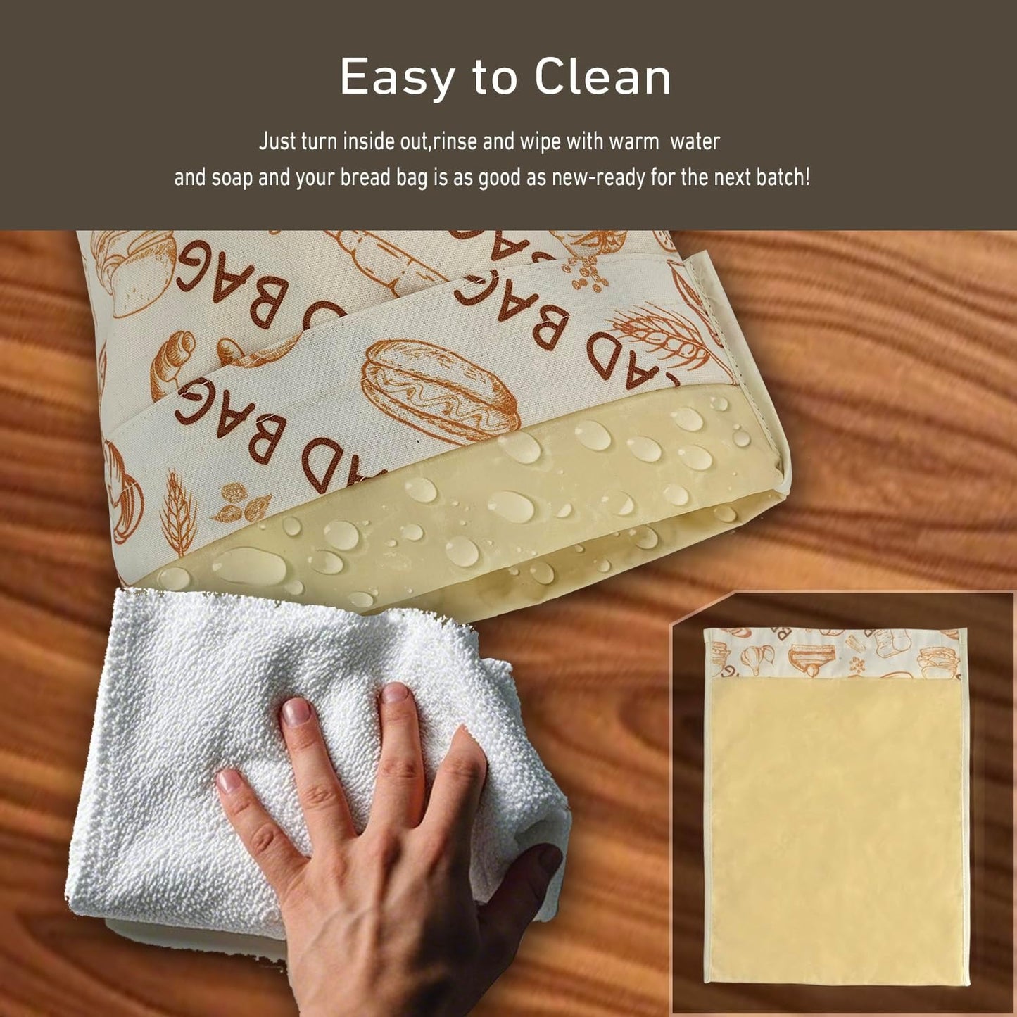 2 Pack Reusable Beeswax Food Wraps Bread Bags for Homemade Breads Loaf, Food Storage Containers, Organic Cotton XL Sourdough Beeswax Bread Bag Supplies Sandwich Wrapper, Sustainable, Fresh Keeping