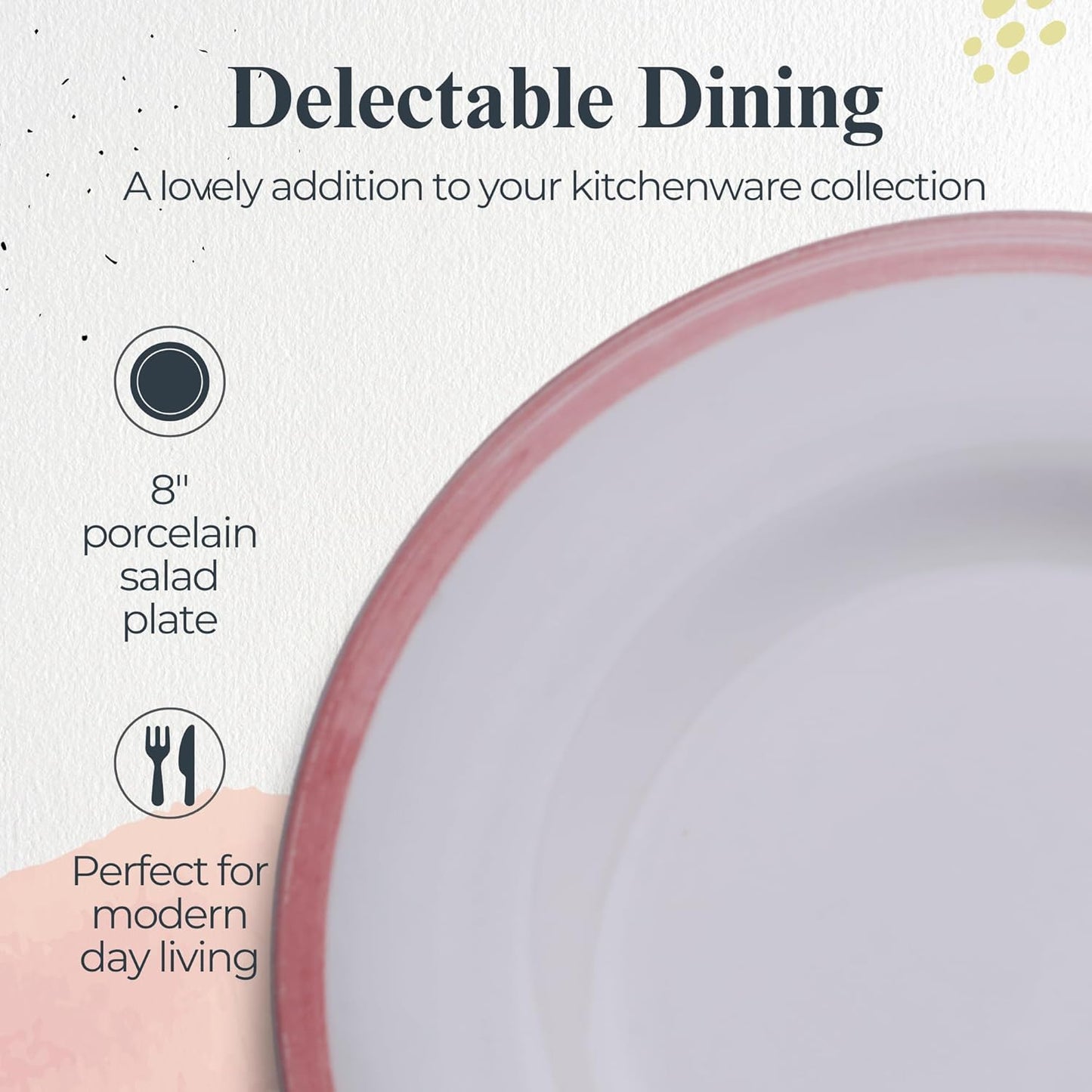 Portmeirion Potter's Brushstroke Dinner Plate (Set of 4) - 8-Inch Stackable Earthenware Plates - Microwave & Dishwasher Safe, Handcrafted Dinnerware for Casual & Formal Table Settings (Red)