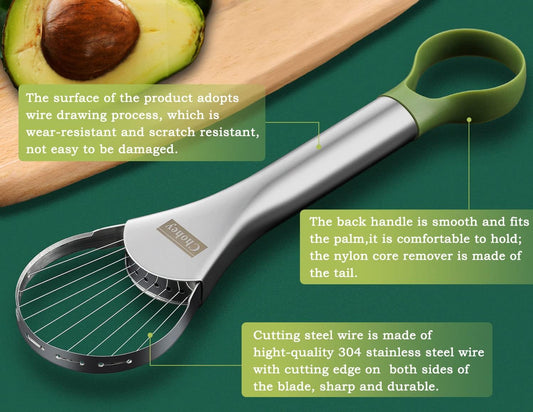 Avocado Slicer,Avocado Pit Remover Cutter/Peeler,Well Made Stainless Steel Avocado Slicer and Pitter Tool,Really Cutting Thin Slices,The Best Holiday Gifts