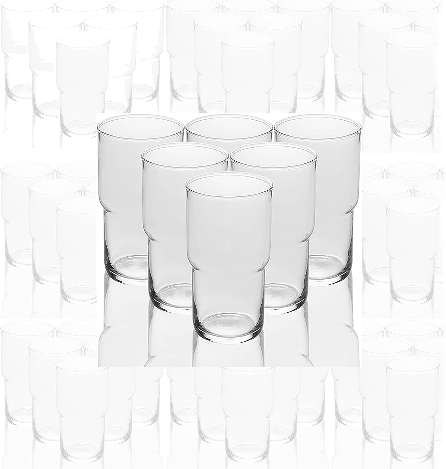 LEMONSODA Stackable Iced Coffee Glasses Set of 6, 48-15 and 21oz Drinking Glasses for Lattes, Tea, Coffee, and Water (21oz, Set of 48)(2095)