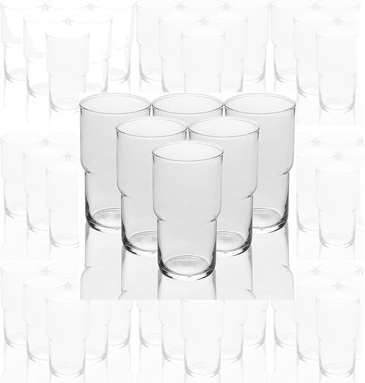 LEMONSODA Stackable Iced Coffee Glasses Set of 6, 48-15 and 21oz Drinking Glasses for Lattes, Tea, Coffee, and Water (21oz, Set of 48)(2095)