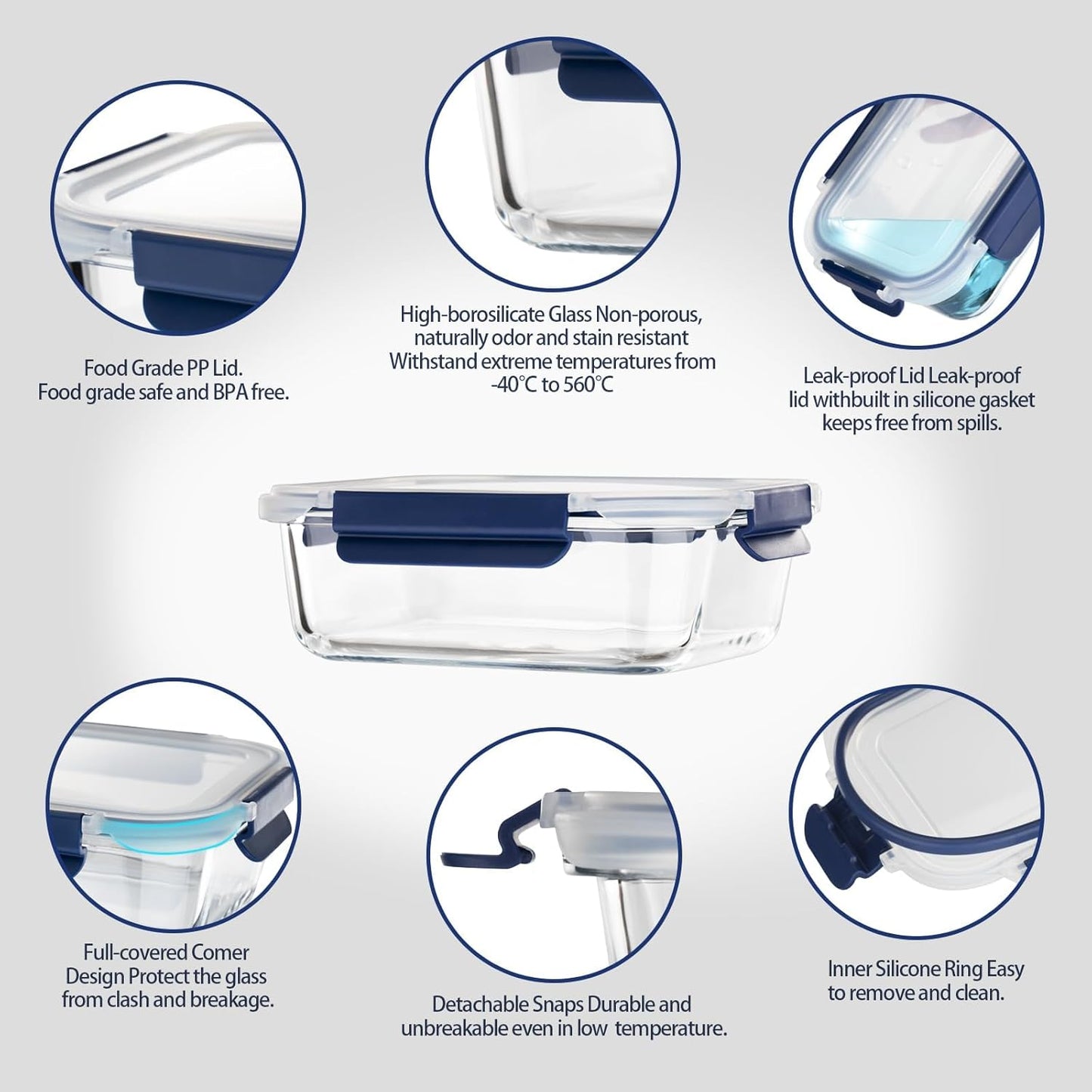 Glass Food Storage Containers with Lids Airtight, [10 Pack] Glass Meal Prep Containers, Storage Container Set with Bpa-free Lid for Food, Lunch Bento Box