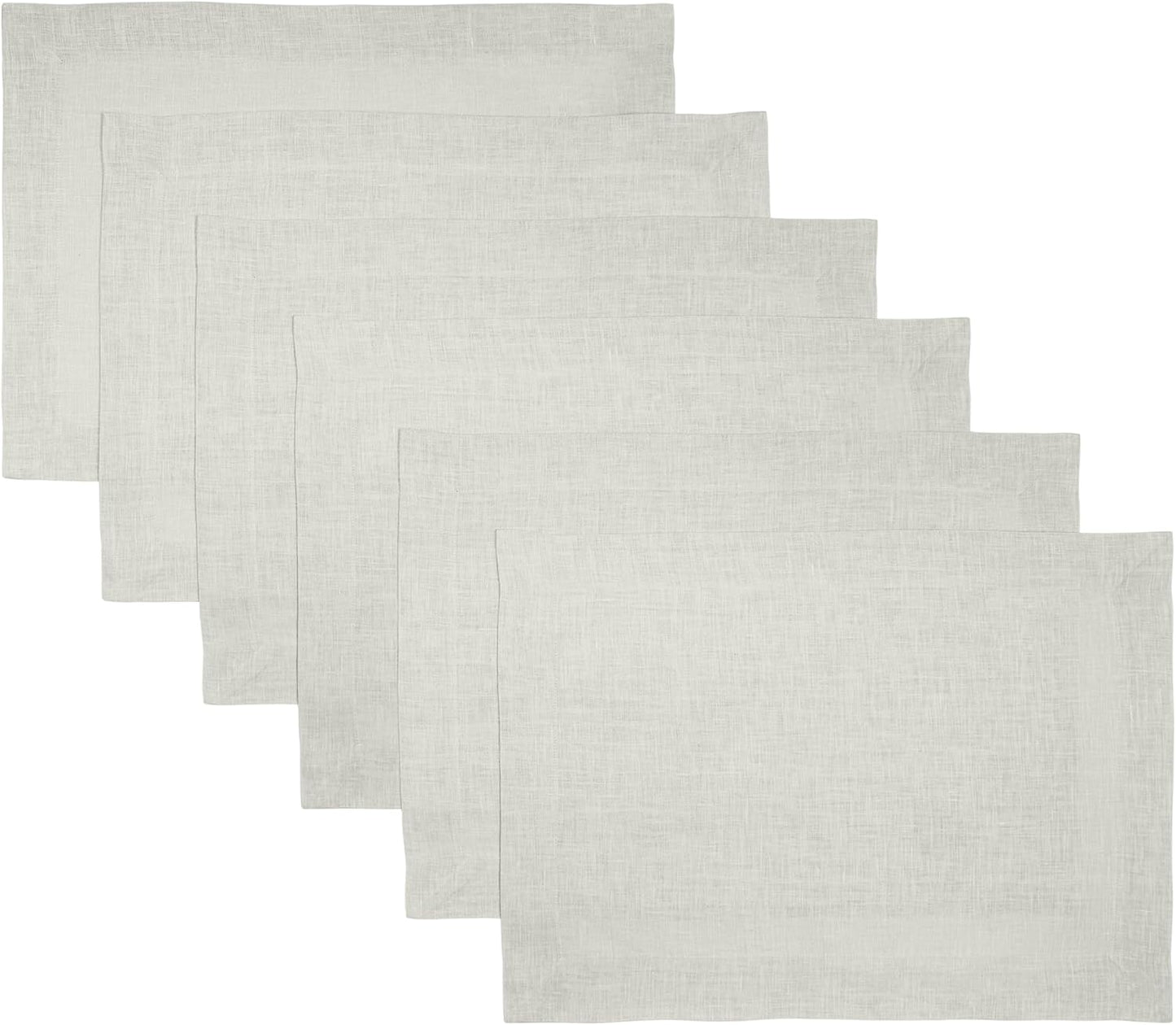 D'Moksha Homes Linen Placemats 14 x 19 Inch - Silver Grey Placemats Set of 6-100% Pure Linen Table Place Mats for Fall, Autumn and Halloween - Handcrafted and Machine Washable