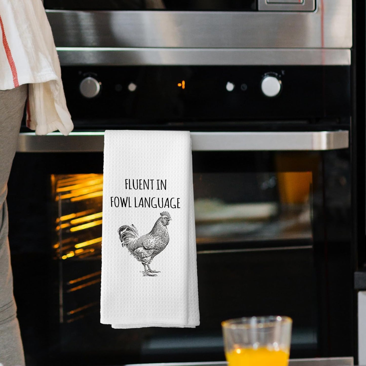 Funny Chicken Kitchen Towels, Chicken Lover Gifts Hand Towels, Fluent in Fowl Language Chicken Kitchen Decor Decorative Tea Towels Dish Towel 16x24 Inch