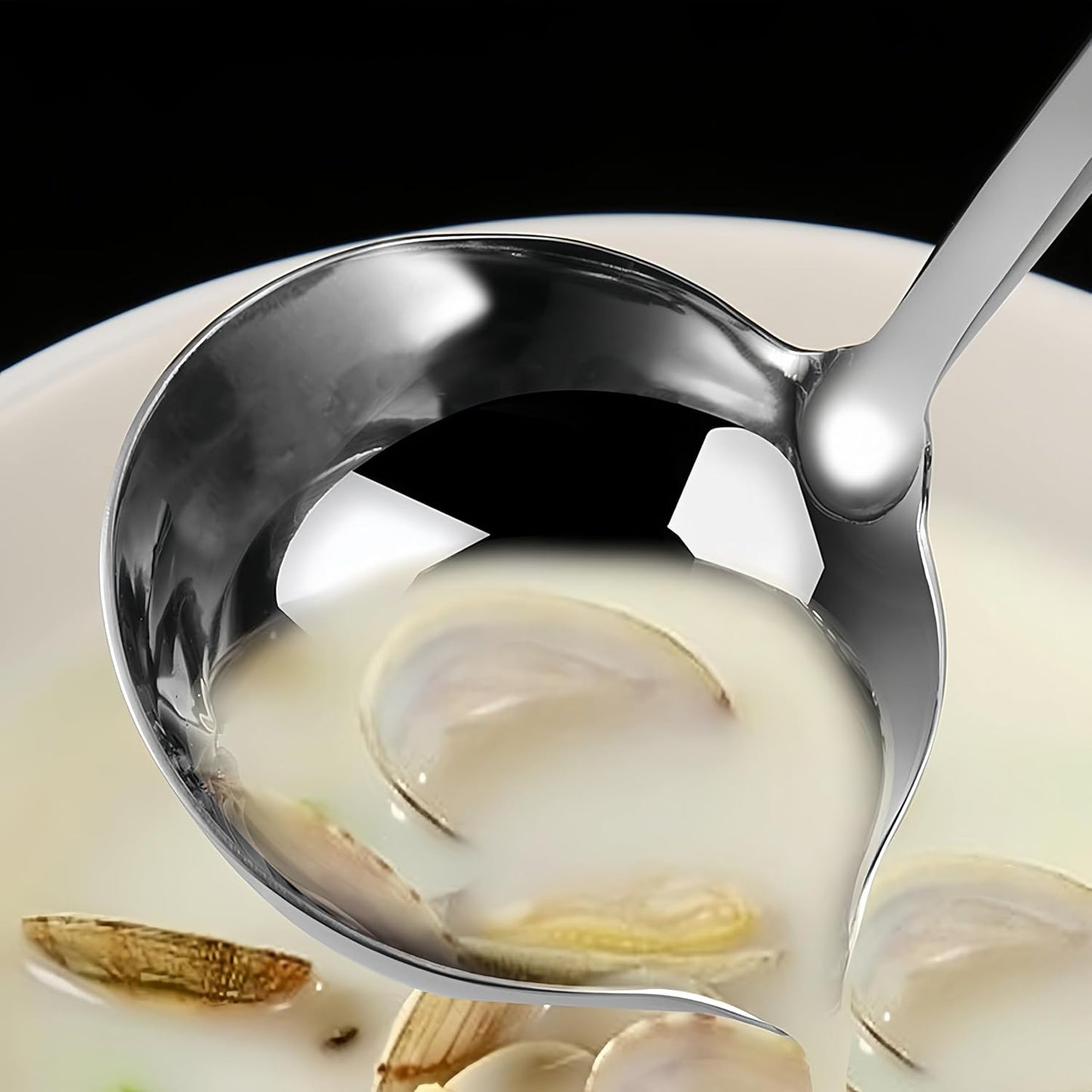 Soup Ladle,SUS 304 Stainless Steel Heavy Duty Ladle with Pour Spout,Kitchen Cooking Serving for Soups,Gravy,Canning,Stews,Heavy,Dishwasher safe 11.8 inch (1Pack)