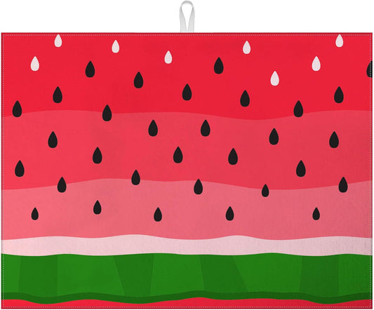 Watermelon Dish Drying Mat for Kitchen Counter Fruit Drying Pad Absorbent Reversible Dish Drainer Rack Mats Draining Pad 18"x24"Inch