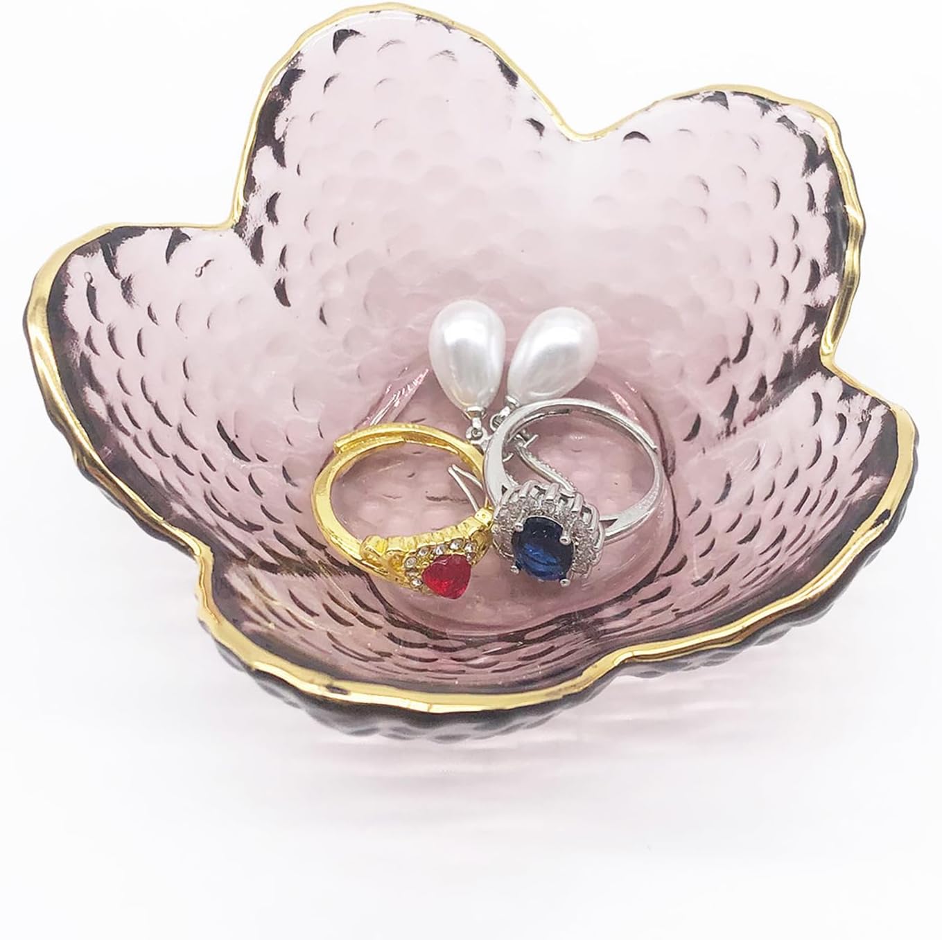 Small Ring Dish Jewelry Tray, Glass Jewelry Dish Trinket Bowl, Crystal Ring Holder Dish Jewelry Plate, Nightstand Decor Jewelry Holder Dish, Engagement Jewelry Bowl Dish for Rings, Earrings