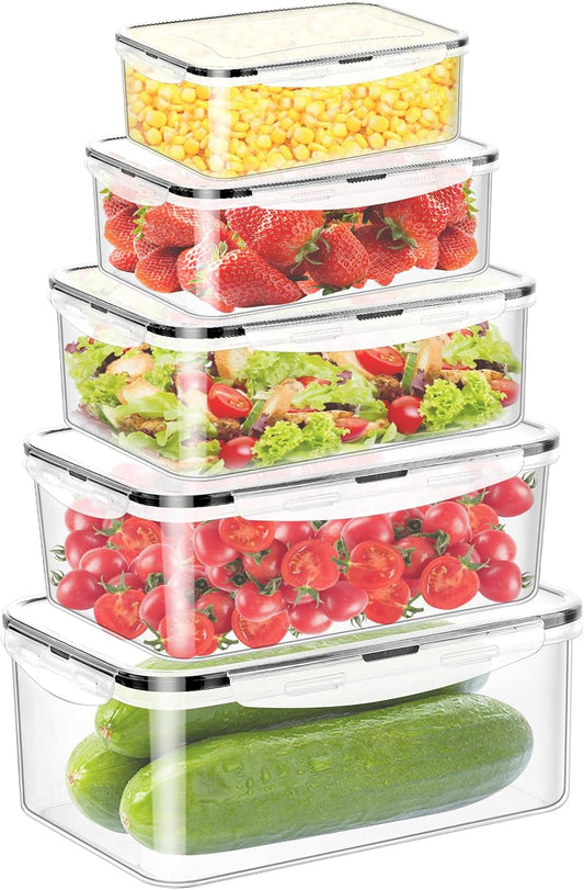 Meal Prep Containers 5pc, Food Storage Containers with Lids BPA Free Plastic, Food Storage Containers Airtight Leakproof Stackable Transparent Dishwasher & Freezer Safe(300-2800ml)