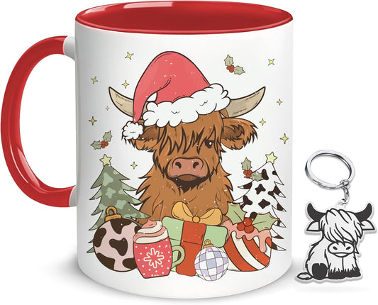 Hyturtle Highland Cow Coffee Mug 11oz - Highland Cow Cup Gift For Women On Christmas - Farm Animal Gifts
