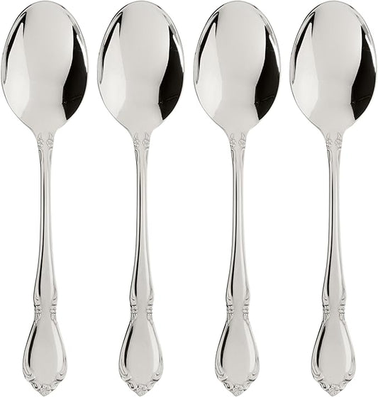 Oneida 2610004C Chateau Fine Flatware Dinner Spoons, Set Of 4, 18/8 Stainless Steel, Service For 4