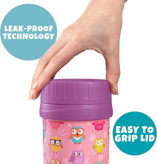 Bentology Insulated 13oz Food Jar for Kids- Hot or Cold Food, Soups, Liquids, Noodles - Wide Mouth Stainless Steel Container & BPA Free, Large Leak Proof thermos for Back to School Lunch Boxes, Bags
