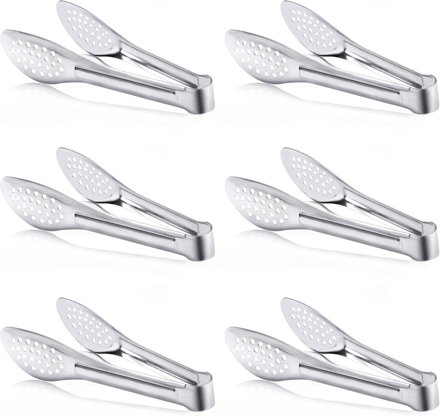 6 Pack Buffet Tongs,Stainless Steel Serving Tongs Serving Utensils 7Inch