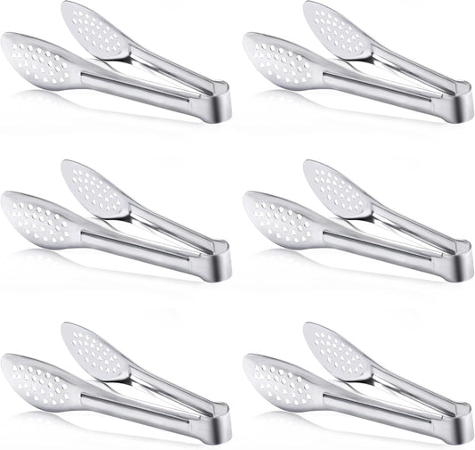 6 Pack Buffet Tongs,Stainless Steel Serving Tongs Serving Utensils 7Inch