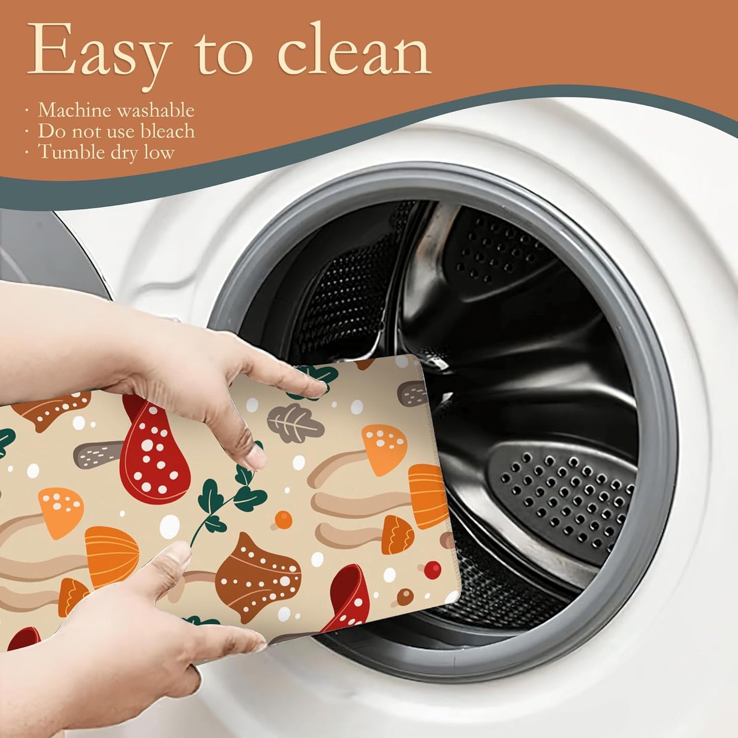 Funny Mushrooms Dish Drying Rack Mats Decor,Green Leaves Dish Pad Drying Mat Kitchen Counter 18x24 Inch Absorbent Reversible Microfiber for Coffee Bar Sink Countertop