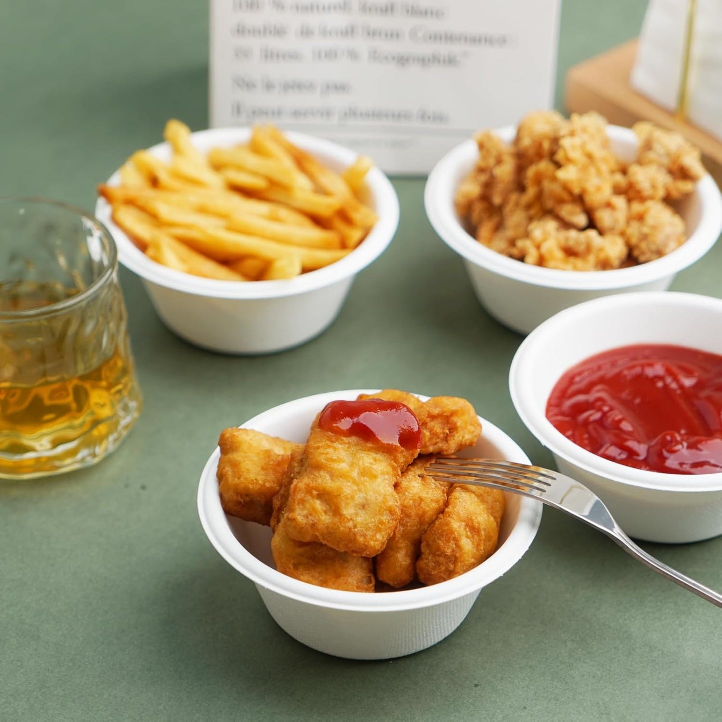 200 Count 8 oz Paper Bowls, Small Disposable Compostable Bowls, Heavy Duty Biodegradable Sugarcane Bagasse Bowl for Snacks, Fruits, Desserts, White