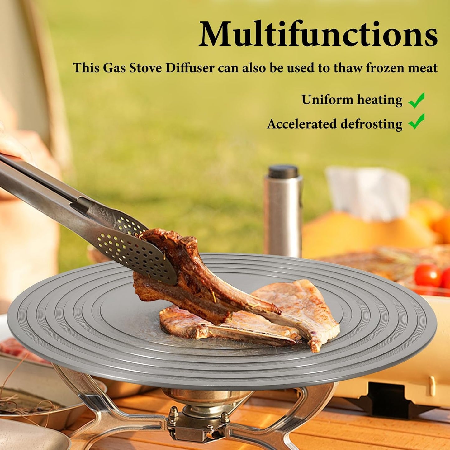 2 Pack Gas Stove Heat Diffuser Plate, Round Fast Defrosting Tray Aluminum Non-Stick Coating Cookware Simmering Thawing Plate Conduction Multifunctional, Flame Guard Protection Stovetop (9.3 inch)