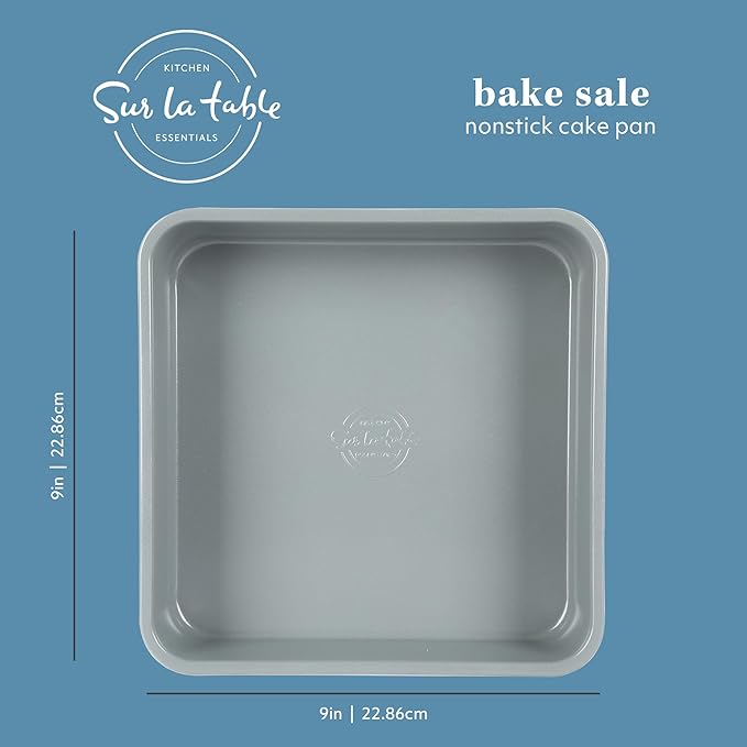 SUR LA TABLE Kitchen Essentials Bake Sale 9 Inch PFOA, PFAS, PTFE Free Nonstick Rectangular Cake Pan - Linen White