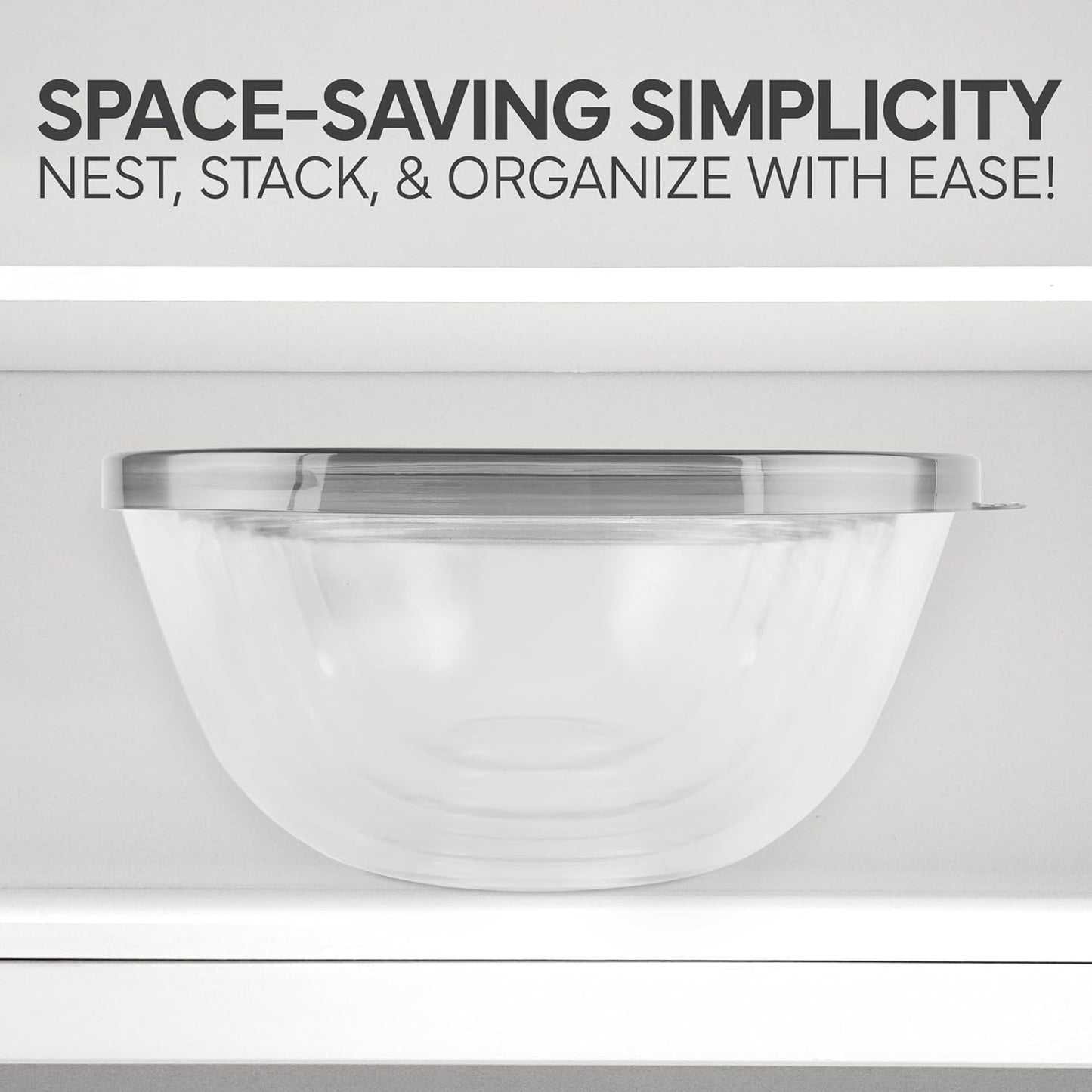 COOK WITH COLOR 12 Pc Glass Mixing Bowl Set with Lids – Borosilicate Glass Nesting Bowls for Cooking, Baking and Meal Prep, Gray