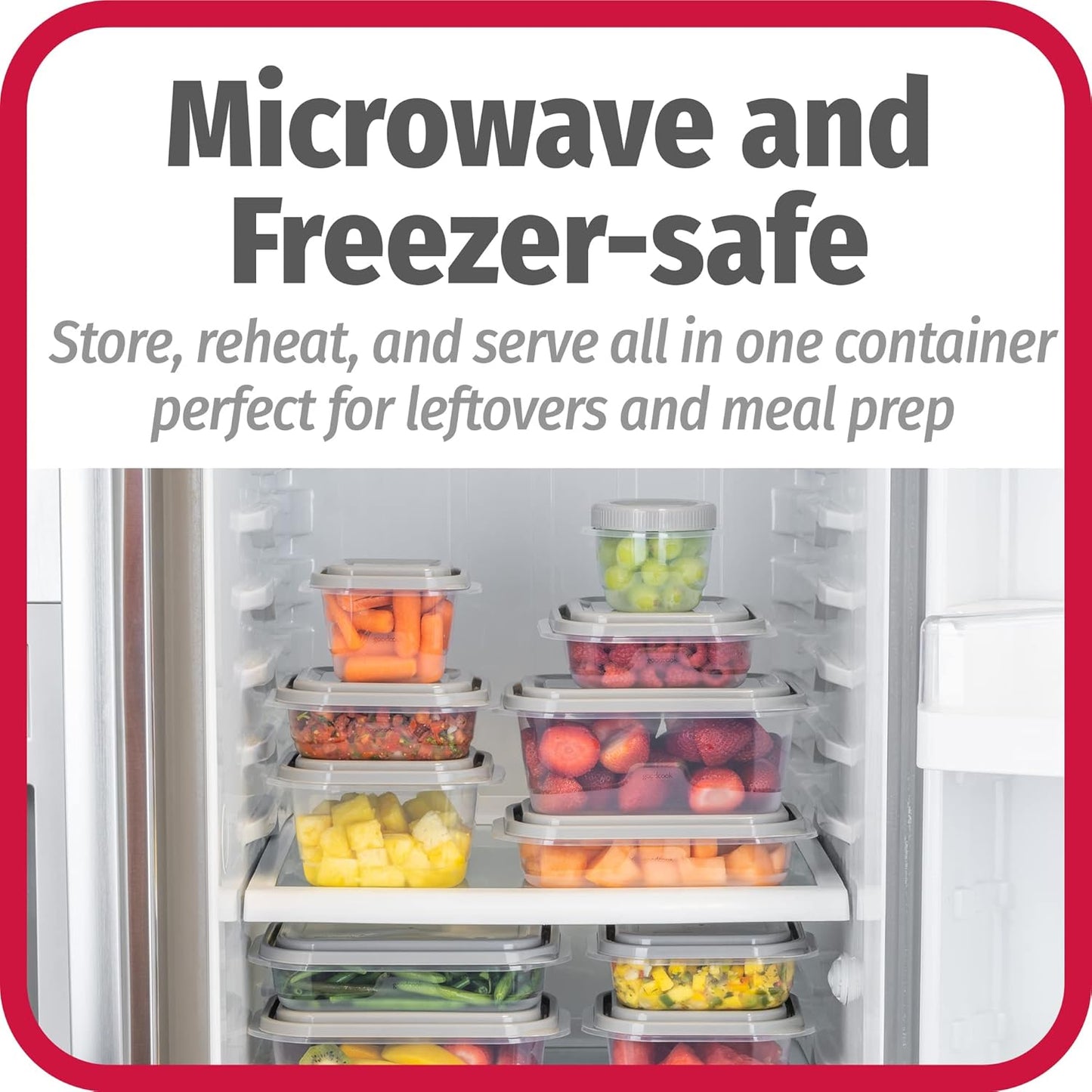 GoodCook EveryWare 60pc Container Set, BPA Free - 60-Piece Food Container Set, Microwave and Freezer Safe, Embossed Measurements, Secure Lids