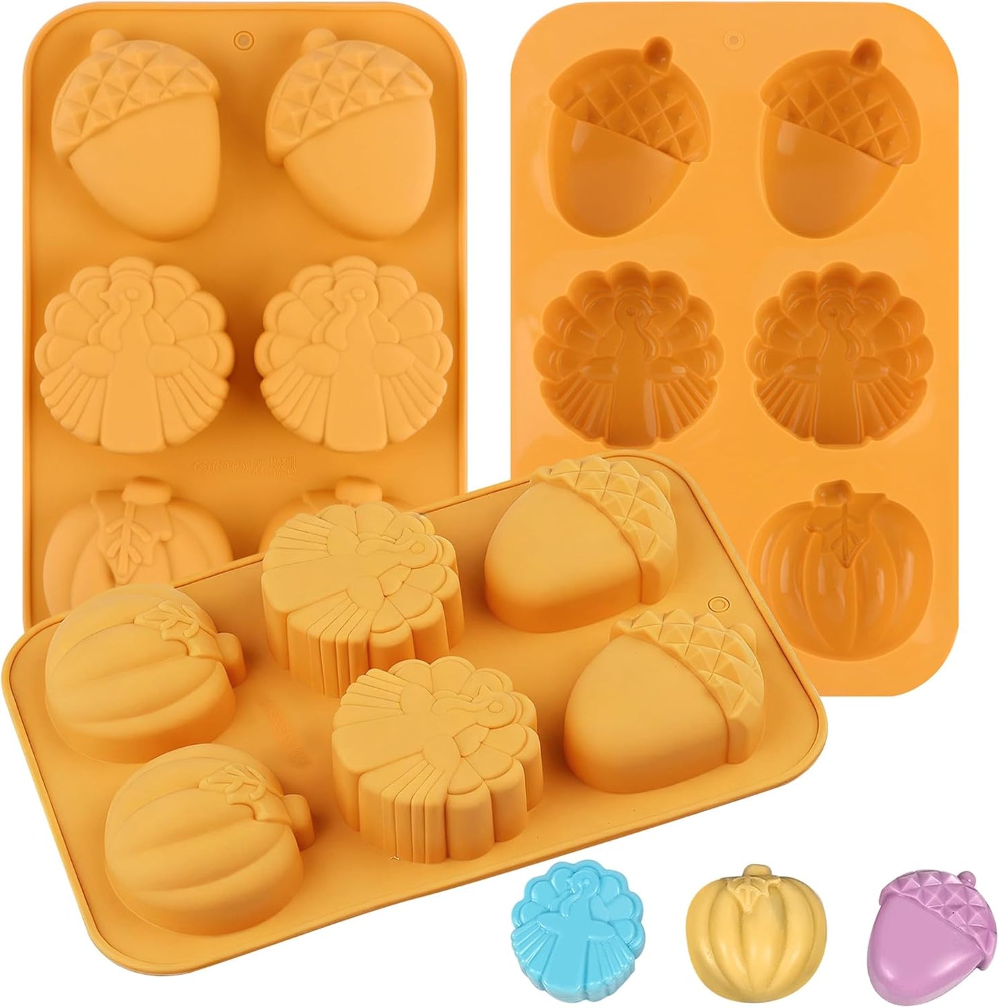 3-Pack 6-Cup Silicone Muffin Pans, Nonstick Cupcake Baking Molds, Muffin Cupcake Pans Molds for Baking, BPA/PFA-Free, Dishwasher & Oven Safe - Orange