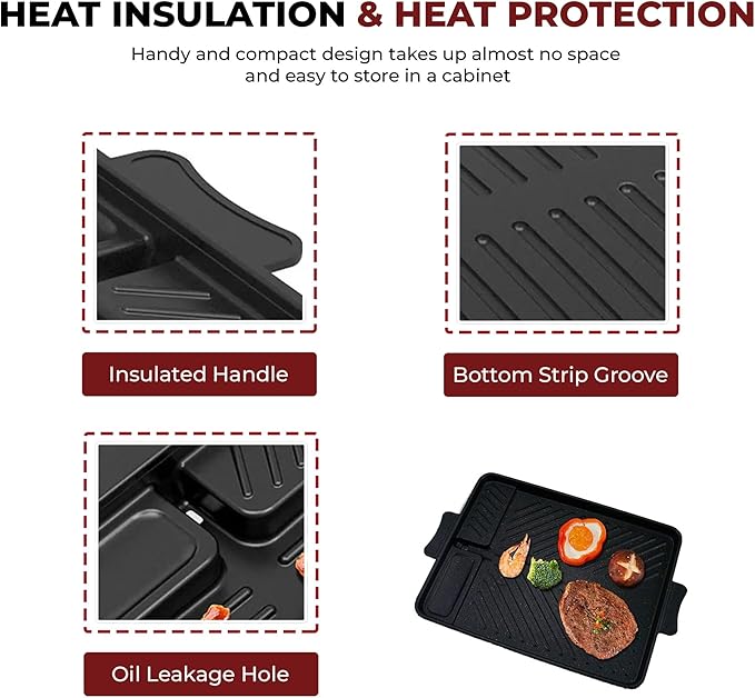 SleekPan Smokeless Grill Pan – Premium Aluminum, Non-Stick,Portable Grill Compact Design with Tilt Mechanism for Oil Drainage – Ideal for Indoor and Outdoor Grilling – Stylish Black Finish